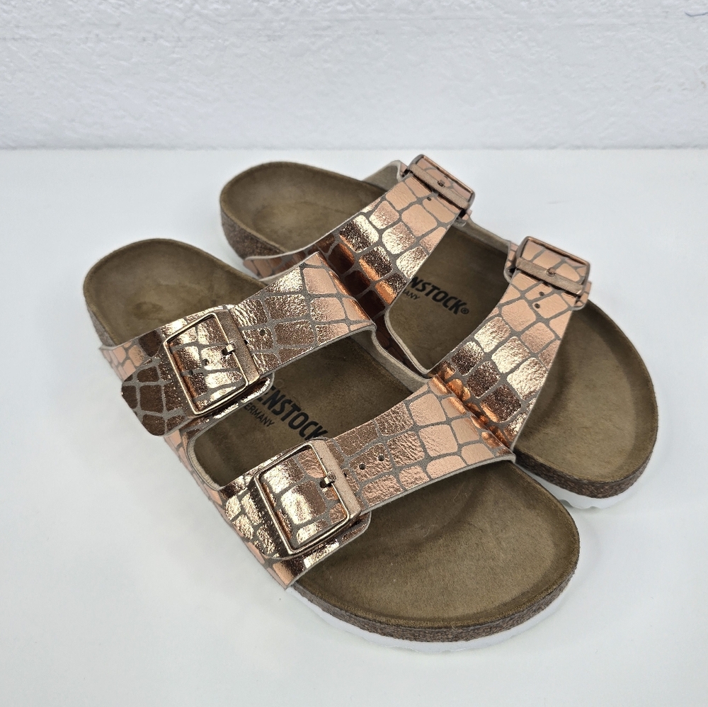 Birkenstock Arizona Gator Metallic Sandals